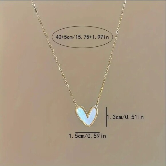 Heart Shaped Pendant Necklace 14K Gold Plated Luxury Romantic Golden Edge Jewel - Picture 5 of 16